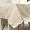 Floral Tablecloth with Lace Edge Cotton Linen Cover for Dining Table Square Rectangle - 140*180CM