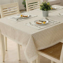 Floral Tablecloth with Lace Edge Cotton Linen Cover for Dining Table Square Rectangle - 140*180CM