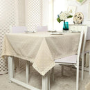Floral Tablecloth with Lace Edge Cotton Linen Cover for Dining Table Square Rectangle - 140*200CM