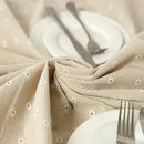 Floral Tablecloth with Lace Edge Cotton Linen Cover for Dining Table Square Rectangle - 140*200CM