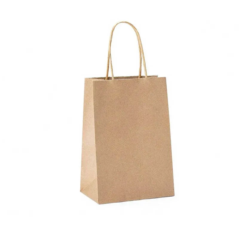 50X Kraft Paper Bags Gift Shopping Carry Craft Brown Bag With Handles - M-21cmx27cmx11cm