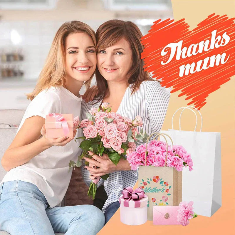 50X Kraft Paper Bags Gift Shopping Carry Craft Brown Bag With Handles - L-25.4cmx33cmx12.7cm