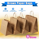 50X Kraft Paper Bags Gift Shopping Carry Craft Brown Bag With Handles - XL-32cmx25cmx11cm