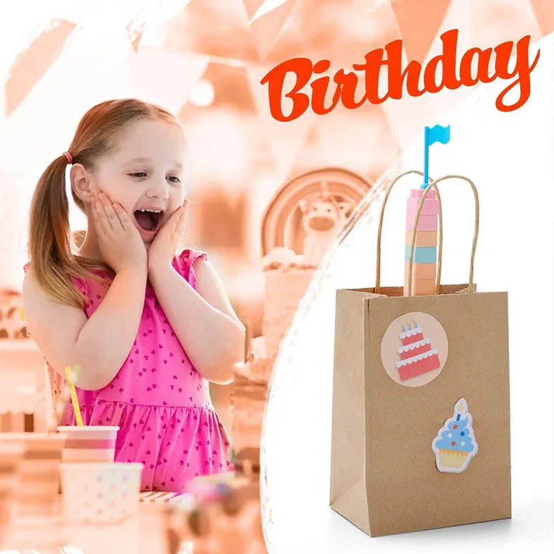 50X Kraft Paper Bags Gift Shopping Carry Craft Brown Bag With Handles - XL-32cmx25cmx11cm