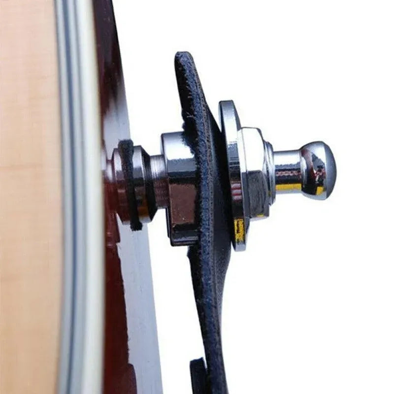 1PC Buttons Straplocks Bass Replacement Strap Locks Electric Acoustic Guitar - Silver