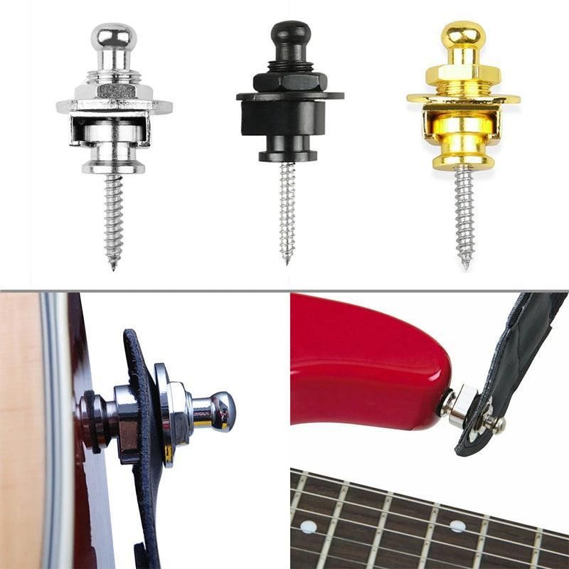 1PC Buttons Straplocks Bass Replacement Strap Locks Electric Acoustic Guitar - Silver
