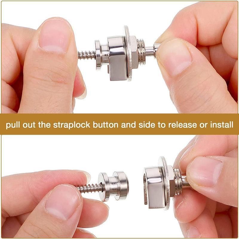 1PC Buttons Straplocks Bass Replacement Strap Locks Electric Acoustic Guitar - Silver