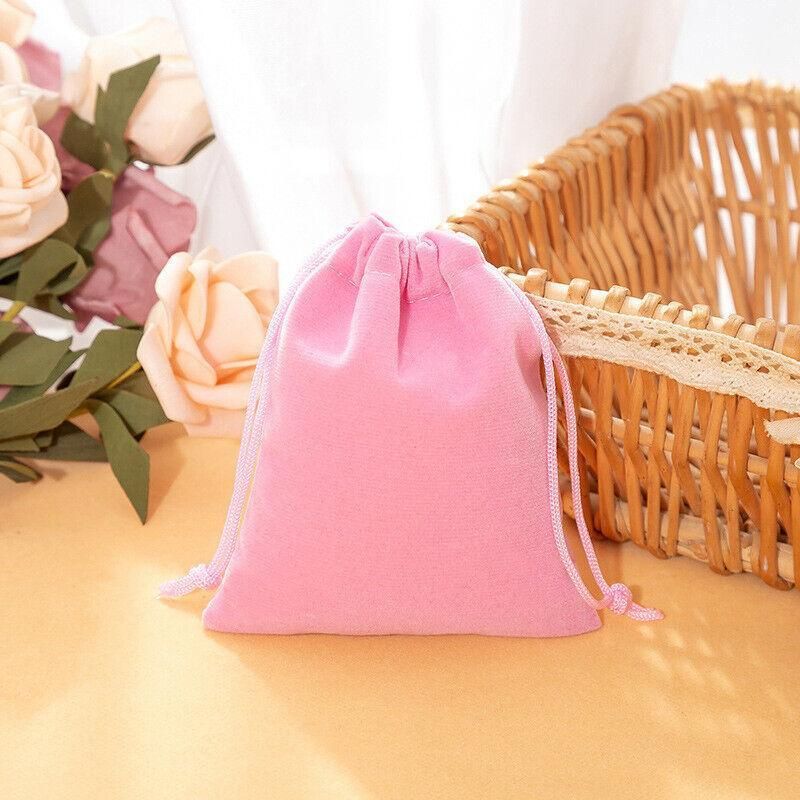 50X Small Velvet Cloth Drawstring Bags Gift Bag Jewelry Ring Pouch Earring Favor 9x12 - Purple