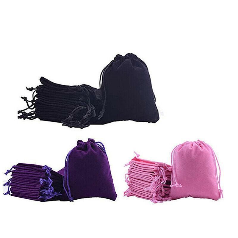 50X Small Velvet Cloth Drawstring Bags Gift Bag Jewelry Ring Pouch Earring Favor 7x9 - Pink