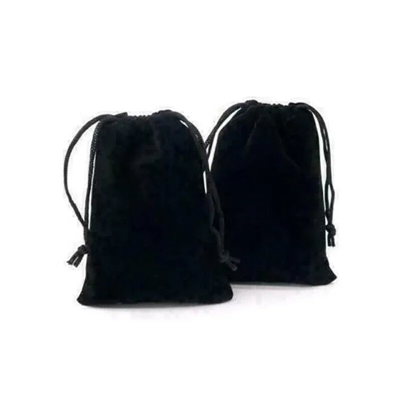 50X Small Velvet Cloth Drawstring Bags Gift Bag Jewelry Ring Pouch Earring Favor 9x12 - Black