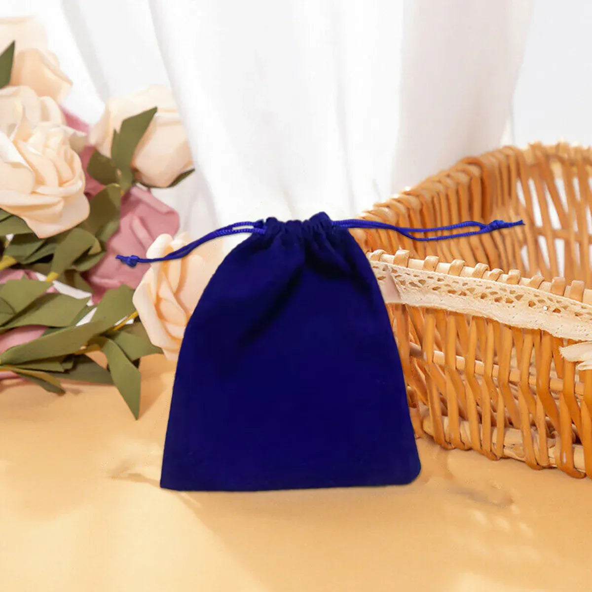 50X Small Velvet Cloth Drawstring Bags Gift Bag Jewelry Ring Pouch Earring Favor 9x12 - Black