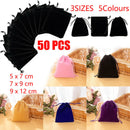 50X Small Velvet Cloth Drawstring Bags Gift Bag Jewelry Ring Pouch Earring Favor 9x12 - Blue