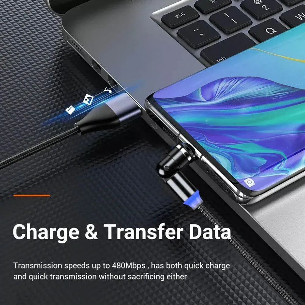 540 Degree Rotating Magnetic Charging Cable USB Data Cord for iPhone 1m 2m 3m - 3m