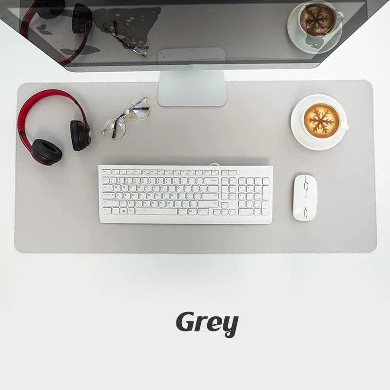 Large Leather Gaming Mouse Pad Waterproof Desk Keyboard Mat 120 x 60cm - Grey