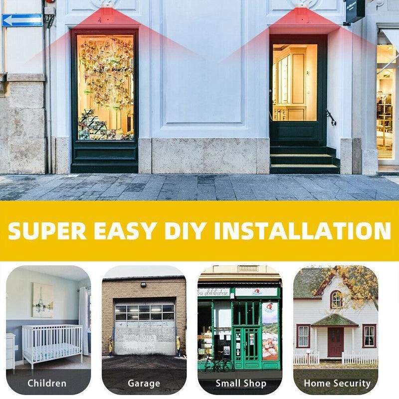 Restaurant Shop Door Entry Wireless Pir Motion Sensor Door Chime Door Bell Alarm - 1 Receiver+2 Sensors