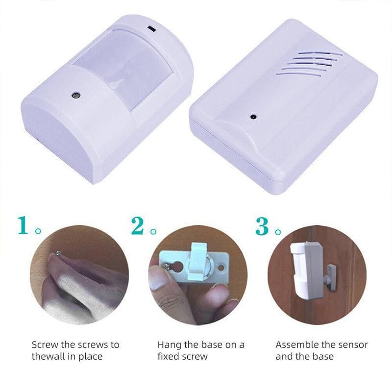 Restaurant Shop Door Entry Wireless Pir Motion Sensor Door Chime Door Bell Alarm - 1 Receiver+2 Sensors