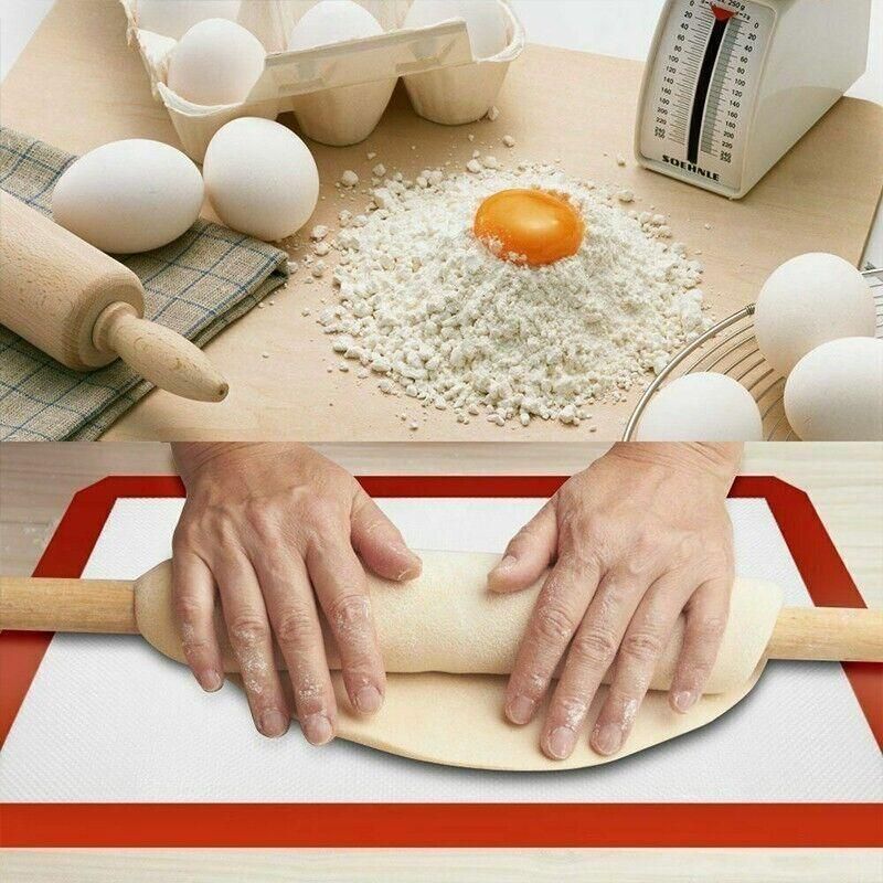 Silicone Baking Mat Non Stick Reusable Sheet for Pastry Dough Cookie Oven Bakeware - Red 4PCS(2*30X21+2*42X29.5CM)