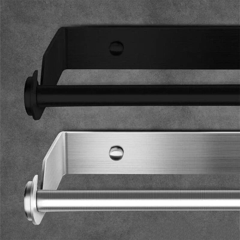 Paper Towel Holder Under Cabinet Wall Mount Stainless Steel Rack Kitchen - Silver