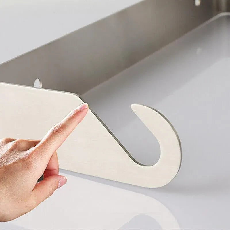 Paper Towel Holder Under Cabinet Wall Mount Stainless Steel Rack Kitchen - Silver