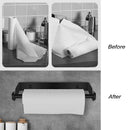 Paper Towel Holder Under Cabinet Wall Mount Stainless Steel Rack Kitchen - Black