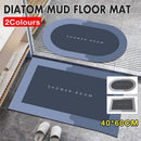 40*60CM Super Absorbent Floor Mat Soft Quick-Drying Non-Slip Diatom Mud Bath - Blue-Retangle