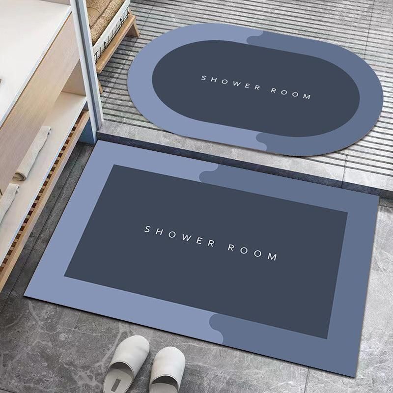 40*60CM Super Absorbent Floor Mat Soft Quick-Drying Non-Slip Diatom Mud Bath - Blue-Retangle