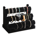 3 Tier Velvet Jewelry Display Stand Bracelet Watch Holder Rack for Countertop Use