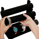 3 Tier Velvet Jewelry Display Stand Bracelet Watch Holder Rack for Countertop Use