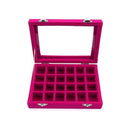 Velvet Jewelry Box Earring Organizer Display Case Storage Holder with 24 Grid - Beige