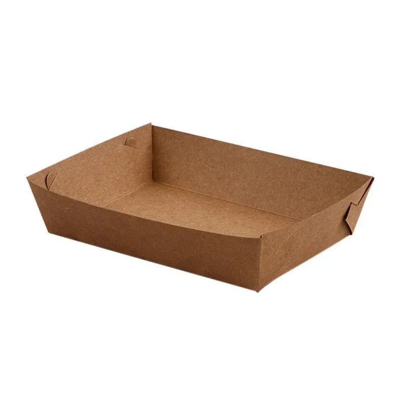 500PCS Kraft Cardboard Food Disposable Tray Brown Party Chips Takeaway Container - 3