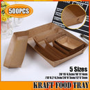 500PCS Kraft Cardboard Food Disposable Tray Brown Party Chips Takeaway Container - 3