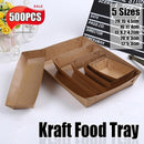 500PCS Kraft Cardboard Food Disposable Tray Brown Party Chips Takeaway Container - 3