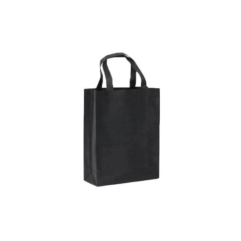 100PCS Reusable Non Woven Shopping Bags Eco Friendly Washable Tote Bags Black - 41X35X12CM