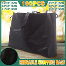 100PCS Reusable Non Woven Shopping Bags Eco Friendly Washable Tote Bags Black - 41X35X12CM