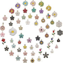 30PCS Assorted Gold Plated Enamel Flower Charms Pendant DIY For Jewelry Making