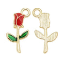 30PCS Assorted Gold Plated Enamel Flower Charms Pendant DIY For Jewelry Making