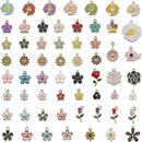 30PCS Assorted Gold Plated Enamel Flower Charms Pendant DIY For Jewelry Making