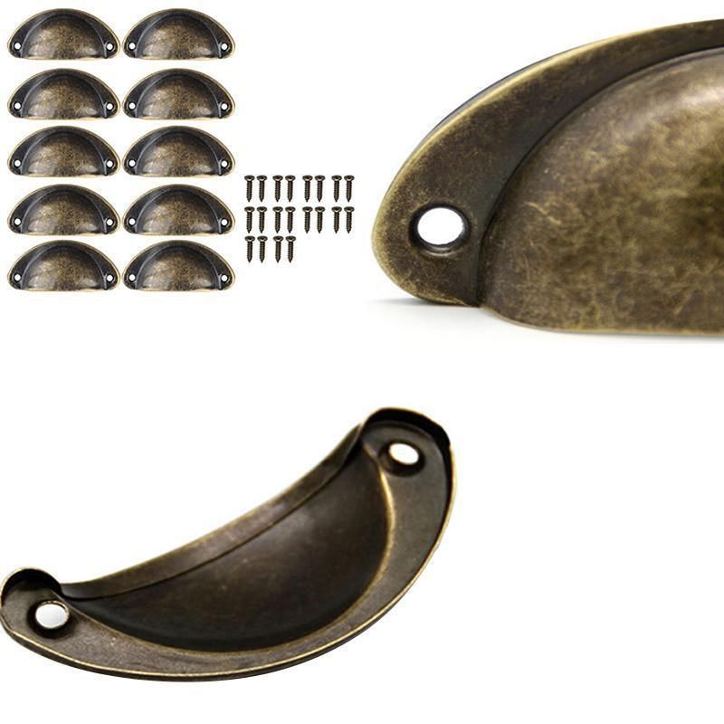 30X Modern Cup Cabinet Handle Knob Drawer Furniture Door Pull Shell Cupboard - Bronze