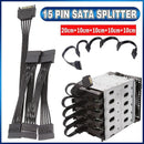 15 Pin SATA Power Splitter Cable 1 Male to 5 Female Adapter for HDD SSD Drives