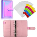 A6 Pu Leather Binder Pockets Cash Envelope Planner Notebooks - Black