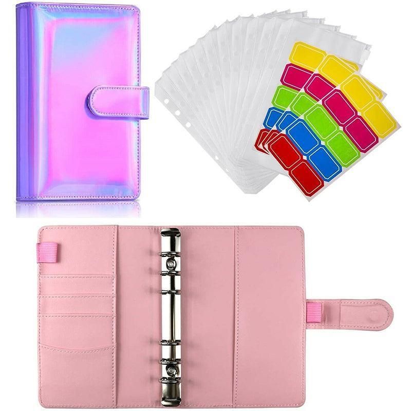 A6 Pu Leather Binder Pockets Cash Envelope Planner Notebooks - Blue
