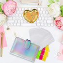 A6 Pu Leather Binder Pockets Cash Envelope Planner Notebooks - Pink+White