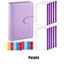 A6 Pu Leather Binder Pockets Cash Envelope Planner Notebooks - Purple