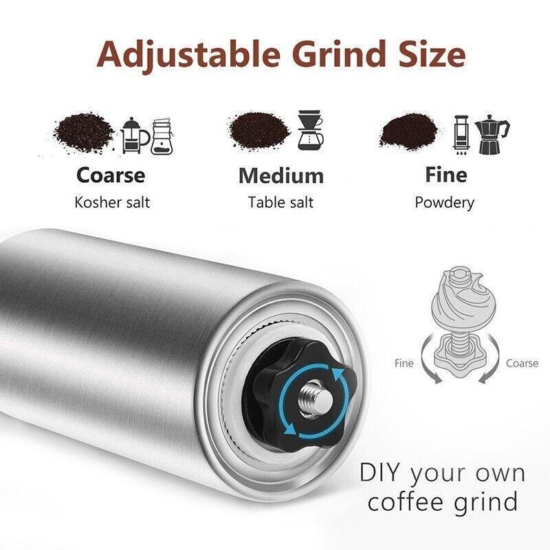 Manual Coffee Grinder Stainless Steel Ceramic Burr Hand Crank Portable Mill