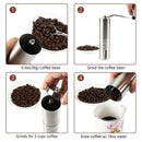 Manual Coffee Grinder Stainless Steel Ceramic Burr Hand Crank Portable Mill
