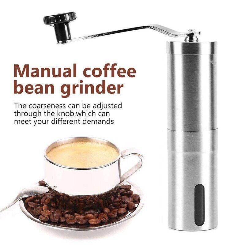Manual Coffee Grinder Stainless Steel Ceramic Burr Hand Crank Portable Mill