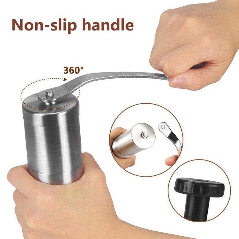 Manual Coffee Grinder Stainless Steel Ceramic Burr Hand Crank Portable Mill
