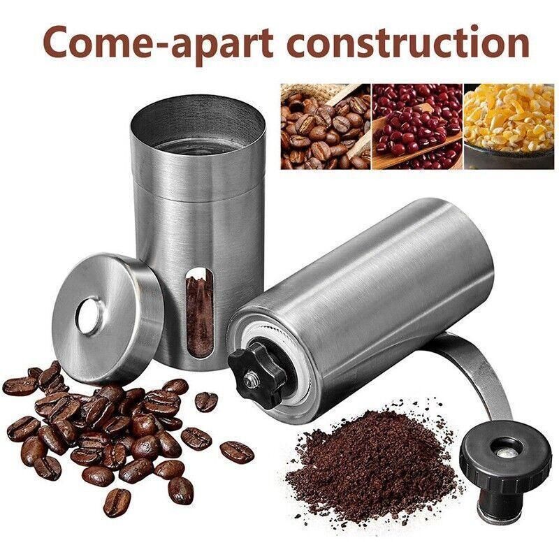 Manual Coffee Grinder Stainless Steel Ceramic Burr Hand Crank Portable Mill