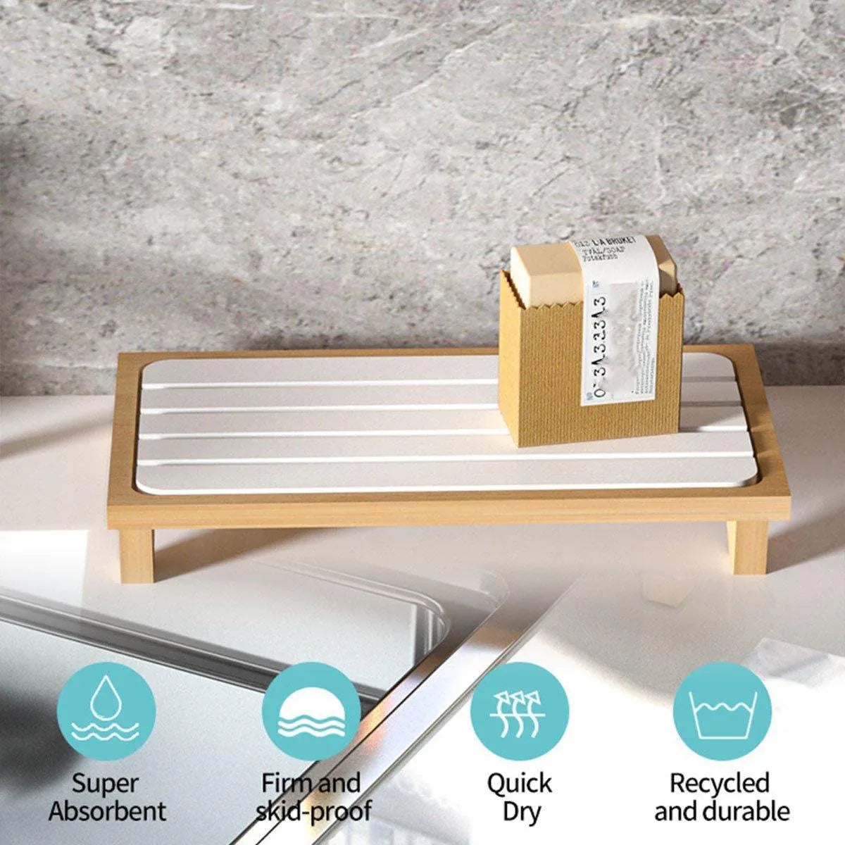 Countertop Absorbent Drainage Mat Sink Splash Pad Bathroom Tray Water Catcher - Dark Grey