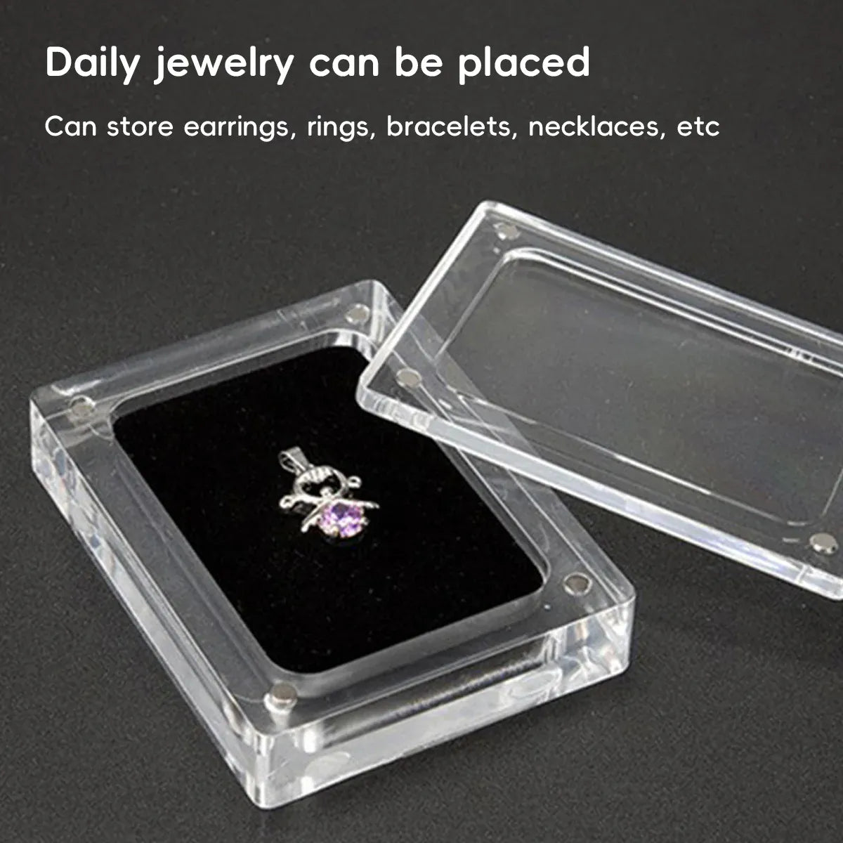 5PCS Acrylic Transparent Jewelry Display Case Necklace Earring Ring Bracelet - 10.3x10.3x2cm